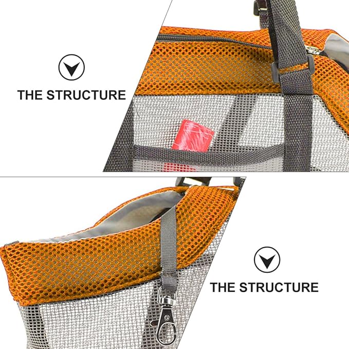 Lightweight Breathable Nylon Pet Carrier Bag for Cats Dogs Up Detachable Pad Comfortable Mesh Design for Travel Shopping Hiking Orange
