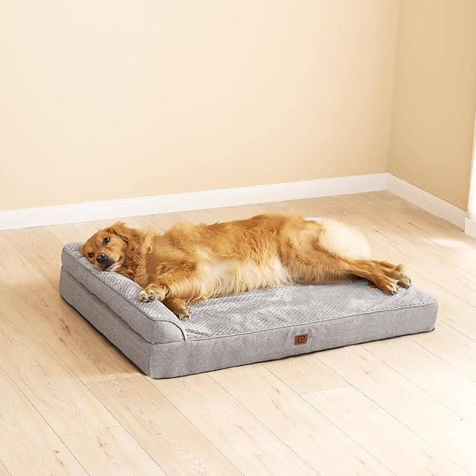 EHEYCIGA Memory Foam Dog Bed XLarge Sized Dogs, Extra Large Dog Bed Orthopedic with Washable Removable Cover, Waterproof XL Pet Bed Couch for Crate, 41x27x6 Inches, Grey