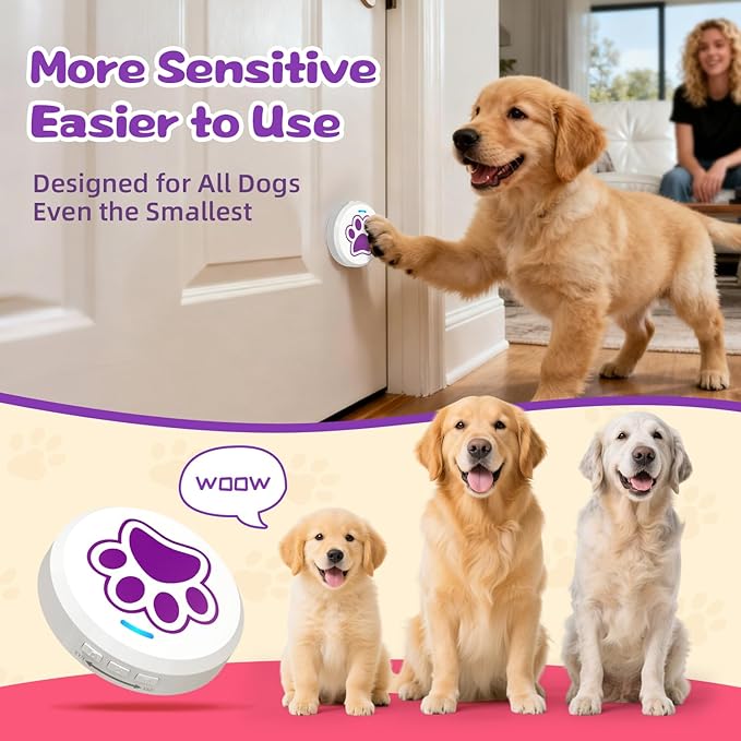 ChunHee Dog Door Bells - Dog Potty Training Bell with 28 Ringtones & Adjustable Volume (0-115dB) | Chew-Proof Dog Doorbells for Teach Puppies to Signal Go Outside, Easy Dog Training Bells for Door
