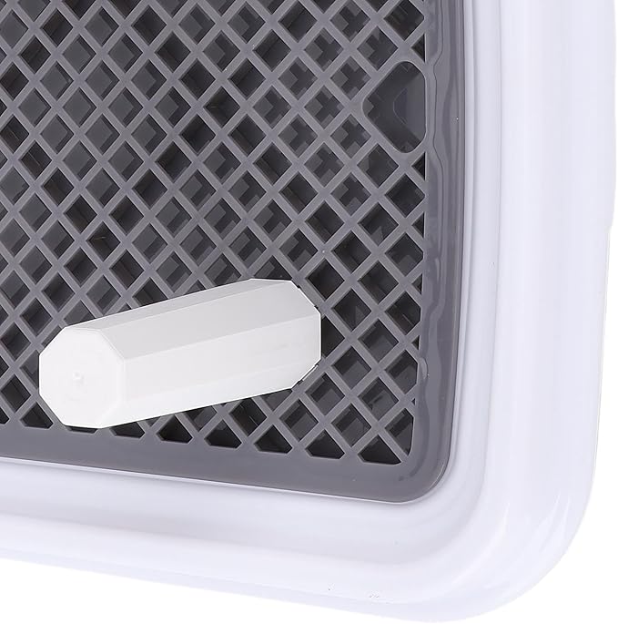 Pee Pad Holder for Dog,with Grate Odor Proof Easy to Clean Plastic Pee Pad Pet Potty Tray for Small Dogs (Grey)