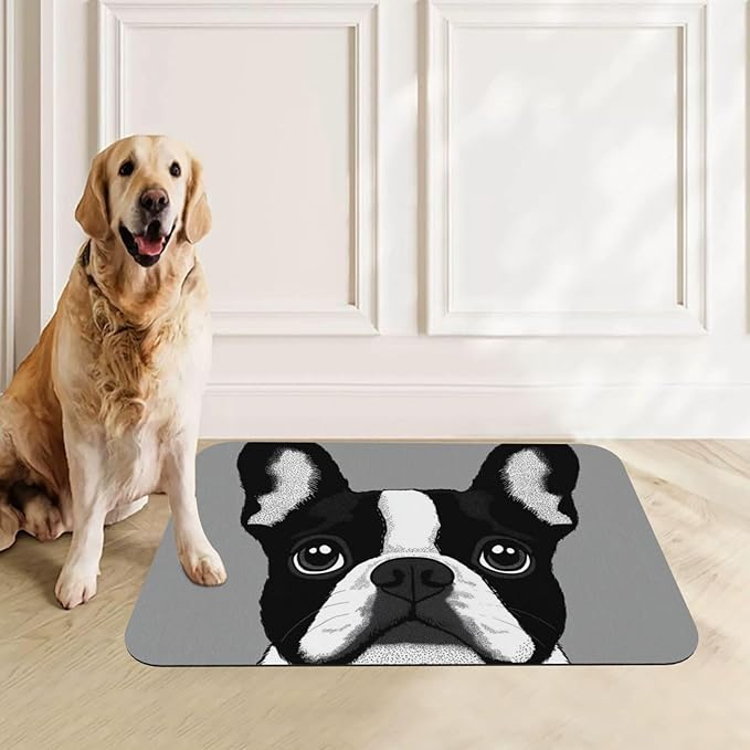 French Bulldog Food Mat for Floors Waterproof,Quick Dry Anti-Slip Dog Bowl Mats for Food and Water,Pet Feeding Mats,Pet Placemat for Messy Drinkers to Protect Floors,Pets Supplies 17.72×11.81in