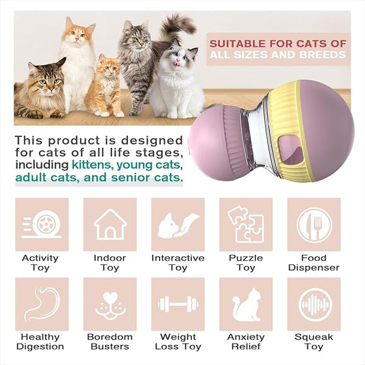TLKNG Cat Treat Dispensing Toy Kitten Puzzle Feeder & Food Dispenser Ball - Kitty Enrichment Toys for Indoor Cats Kitty Stimulating Tous