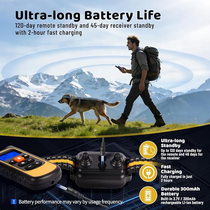 Waterproof Dog Shock Collar with Remote 3300 FT – 3 Modes Beep Vibrate Static, LED Light, 20-Level Adjustable, Rechargeable Training Collar for Small Medium Large Dogs 8-120 lbs