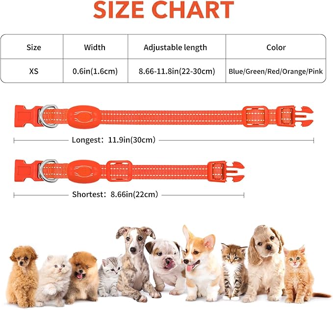 Illumifun Light Up Dog Collar for Small Dogs Cats, Rechargeable LED Dog Collar Glow at Night, Adjustable Nylon LED Cat Collar Light (Orange, X-Small)