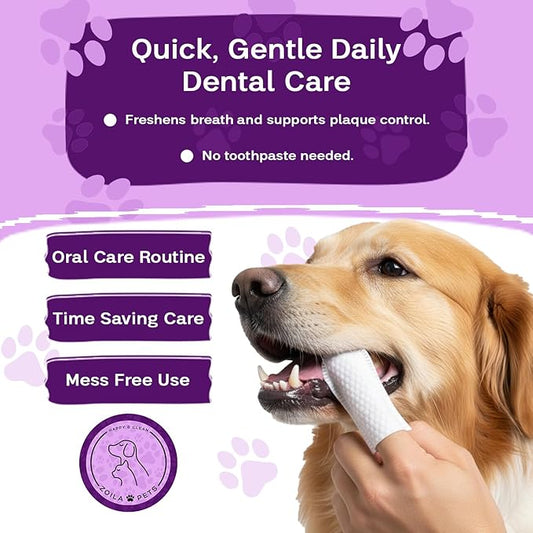 Dental Wipes Peanut Butter Scent – Best Dog Teeth Cleaning, Dog Dental Wipes for Dogs Teeth, Finger Toothbrush for Dogs and Cats, Oral Care, Remove Plaque, Tartar & Bad Breath – 50 Count