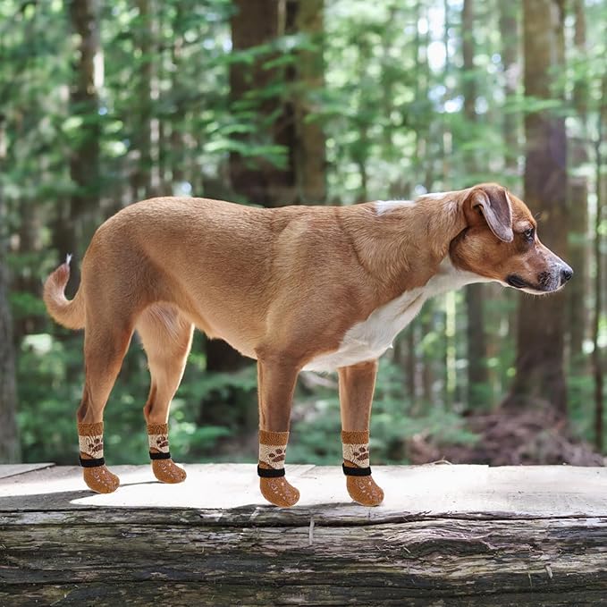 KOOLTAIL Dog Socks for Hot/Cold Pavement to Prevent Licking Paws Scratching,Anti Slip Pet Boots&Paw Protector for Hardwood Floors,Traction Control Grip Booties for Small Medium Large Senior Dogs L