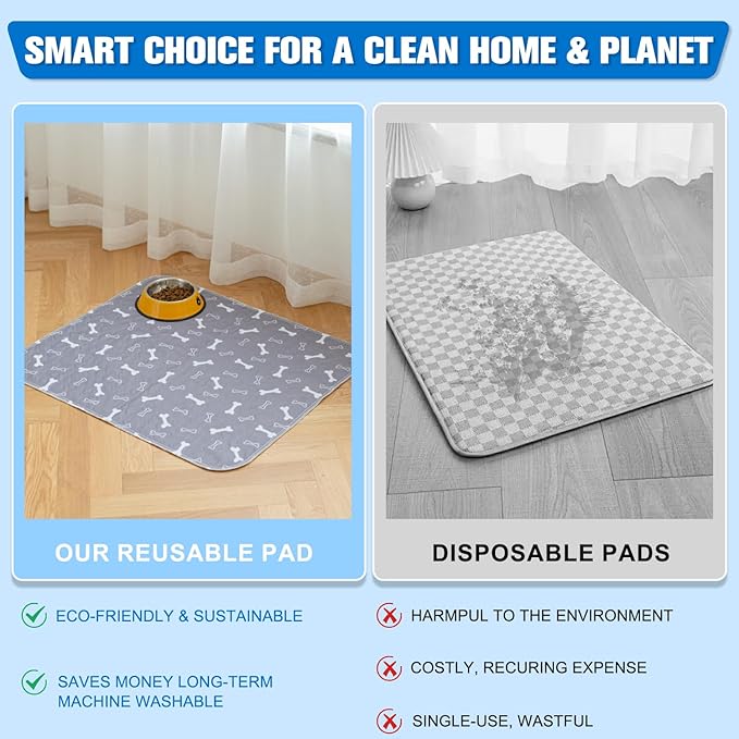 Puppy Pee Pads for Dogs, Reusable Puppy Pads with Pheromones, Washable Pee Pads for Dogs & Cats, Leak-Proof & Anti-Slip Pet Training Pads, Fast Absorbent for Home/Travel (M)