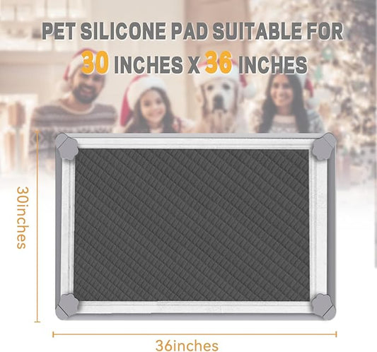 ELEGX Pee Pads Tray 30 X 36 Inches, Silicone Dog Bedpan Tray, High Edge Puppy Pad Holder Tray for Easy to Clean and Spill Free Dog Bedpan Training Pad Tray with Fixing Buckle