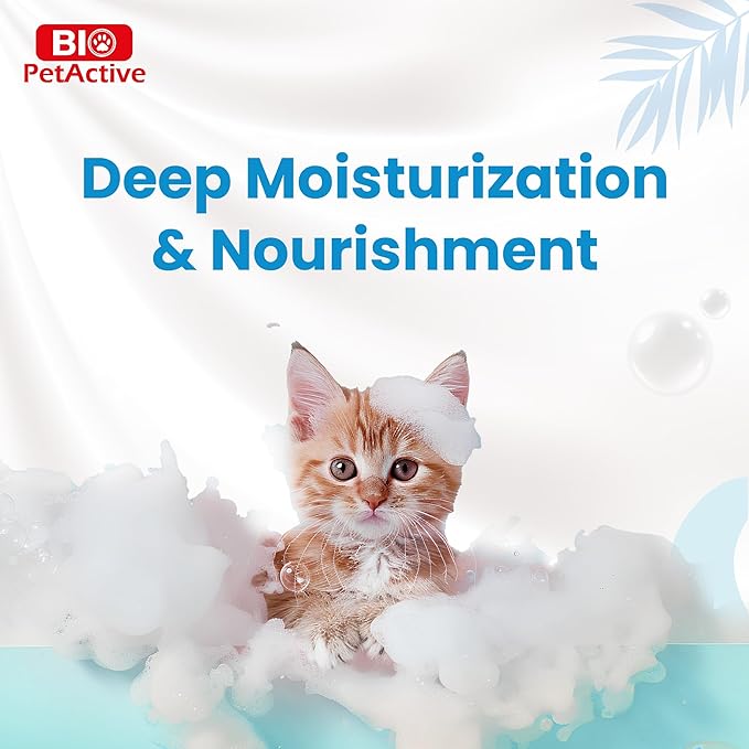Bio PetActive Cat Shampoo with Natural Aloe Vera Extract | Kitten Itch Relief, Sensitive Skin & Coat Care, Deshedding & Moisturizing | Veterinary Formulated, Paraben Free, pH Balanced | 13.53 Fl Oz