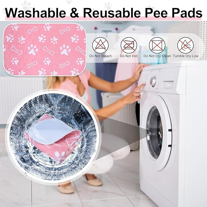 BEAUTYZOO Washable Pee Pads for Dogs, 36" x 72" Extra Large Reusable Puppy Pads, Absorbent Potty Training Dog Mats, Non-Slip Pet Whelping Pads for Incontinence, Housebreak, Crate, Bed, Playpen, Pink