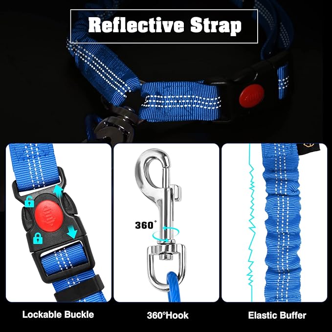 Chew Proof Dog Car Seat Belt, 2 in 1 Steel Cable Dog Car Accessories Headrest Restraint Doggie Car Seatbelt for Medium Large Dogs Chewer Heavy Duty Doggie Seatbelts for Cars Swivel Attach