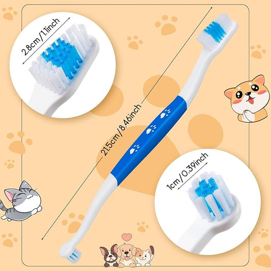 Newday Pet Toothbrush for Dogs, Cats, Double Headed Pet Toothbrush with Soft Bristles, Easy Teeth Cleaning, Non Slip Dog Toothbrushes in Bulk (Pack of 6)