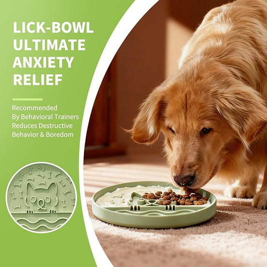 Slow Feeder Dog Bowl with Non-Slip Base, Silicone Puzzle Dog Food Bowl with Unique Design, Slow Feeding Bowl for All Types of Dogs Cats, Interactive Slow Eating, BPA-Free