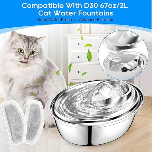 Cunina Cat Fountain Filter - 20 Pack & 10 Replacement, Compatible with ORSDA D30 67oz/2L Stainless Steel Pet Water Fountains with Three-Tier Resin Filtration System