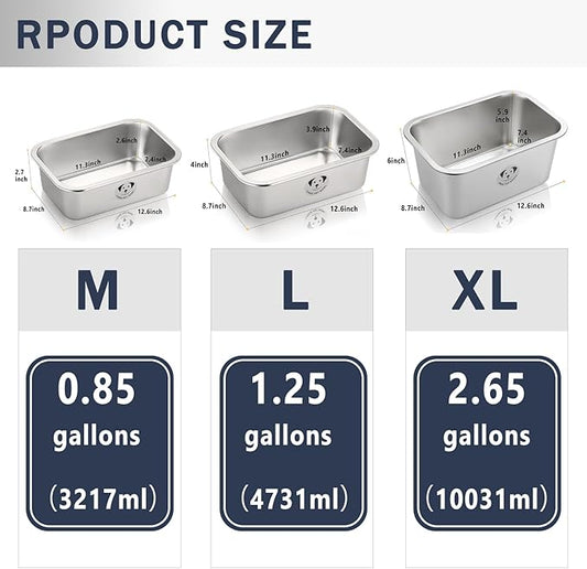 Stainless Steel Dog Bowls for Large Dogs, High Capacity Metal Dog Food Bowls, Food and Water Bowl for Large, X-Large, and Big Dogs 2.65 Gallons