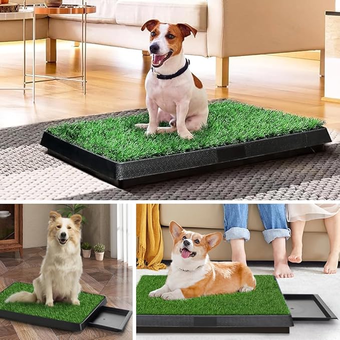LITA Portable Pet Potty Training Pad Grass Toilet Trainer Tray Dog Bathroom Mat Indoor Dog Litter Box for Pet Training, Potty System (20 * 25 INCH)