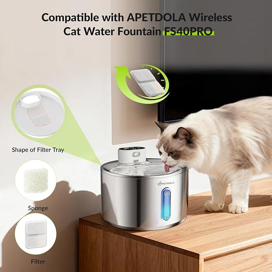 APD APETDOLA 5 Pack Replacement Filter for FS40PRO Cat Fountain 135 fl oz/4L,6 Layer Filters for Pet Fountain