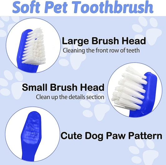150Pcs Dog Toothbrush Dual Headed Puppy Tooth Brushing Kit Long Handle Soft Grooming Pet Dental Brushes Convenient Double Sided for Pets Puppy Teeth Brush Cleaning Oral Care Supplies-Blue
