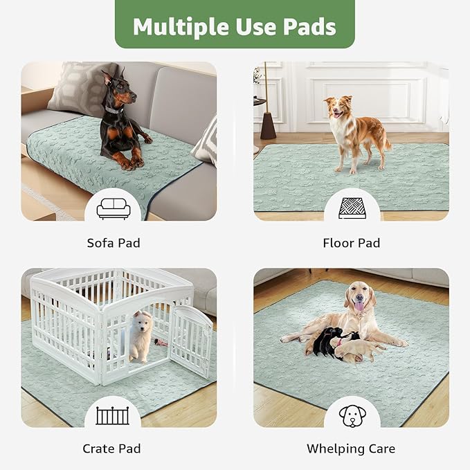 LOOBANI Washable Pee Pads for Dogs: 2 Pack Super Absorbent Reusable Puppy Pads, Leakproof and Waterproof Dog Training Pads Whelping Pads for Potty, Floor, Crate, Couch, Bed and Travel, 48"x48"