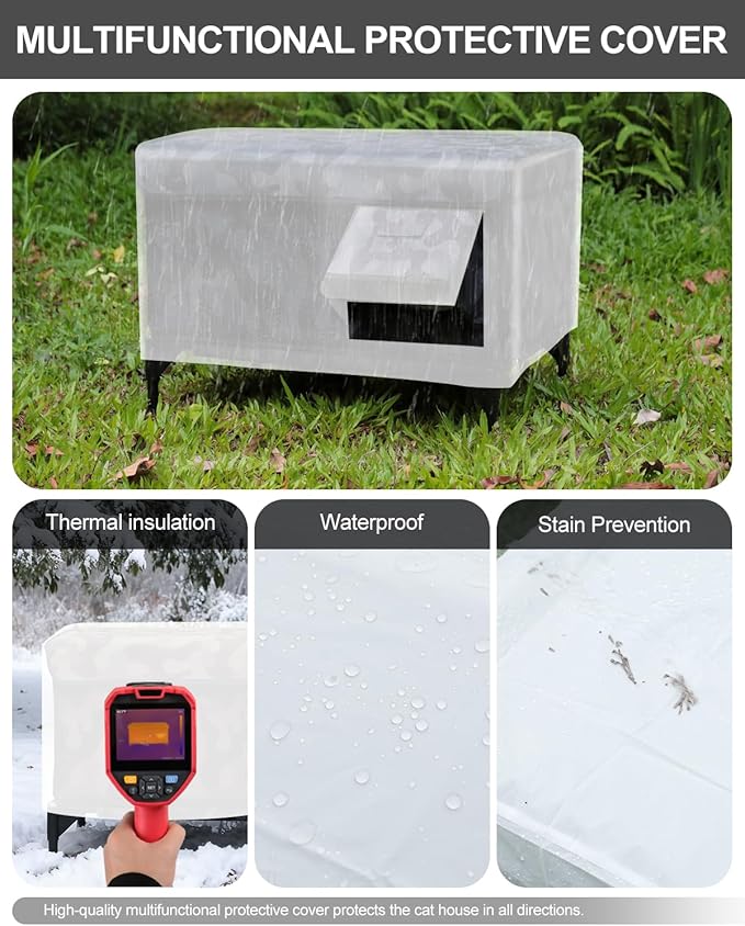 Outdoor Heated Cat House in Winter,Extremely Insulated & Weatherproof,Elevated Feral Cat Shelter with Waterproof Eaves & Escape Door for Outside Stray Barn Cat (Dark Camo,M)