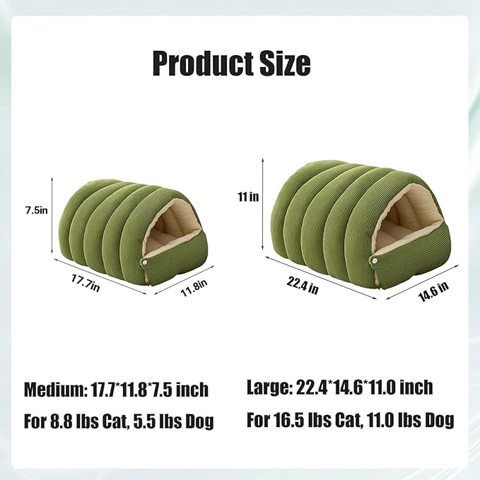 Cat Dog Cave Bed, 2026 New Winter Cave for Cat and Small Dog, Warm Plush Covered Cat House with Removable Cushion,Soft Calming Indoor Cat Bed (Black Plaid, L(20 * 16 * 11inch)