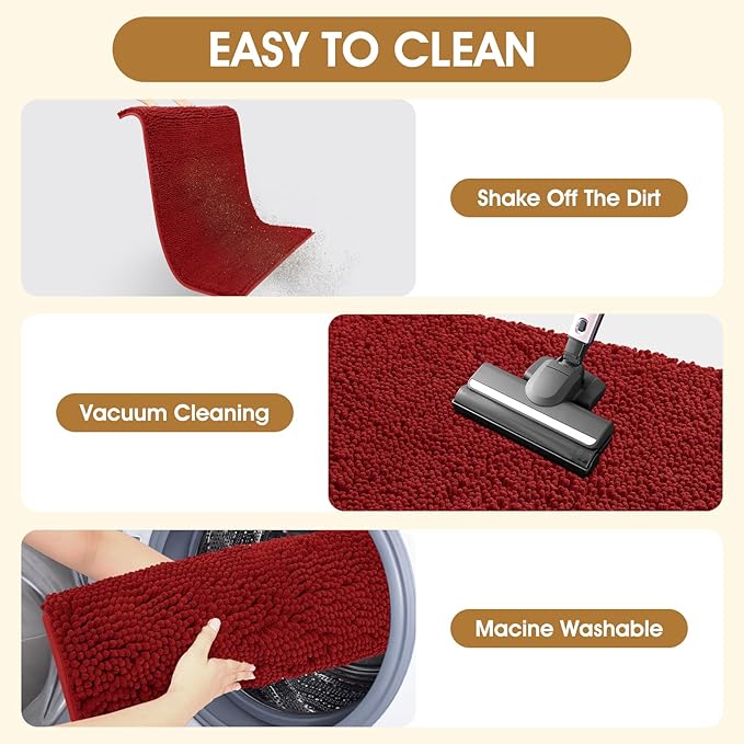 IM HOME Dog Door Mats for Muddy Paws, 30" X 20" Christmas Chenille Absorbent Doormat, Non Slip Heavy Dog Rugs for Muddy Paws, Soft Indoor Door Mat for Entryway, Mud Paw, Inside Floor, Red