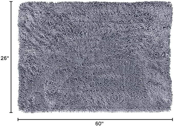 Soggy Doggy Doormat Plain Solid Color Design - Ultra Absorbent Microfiber Chenille Wet Dog Mat for Muddy Paws - Non-Slip and Machine Washable (Grey, Large 26” x 36”)