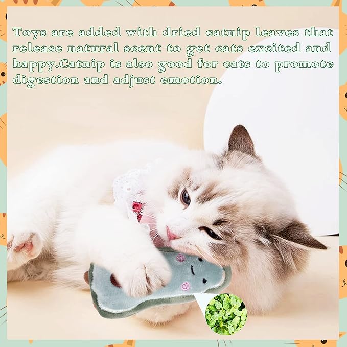 Pai Sence Cat Toys for Indoor Cats Kittens Interactive Pillow Catnip Toys with Bell Bite Toy 6 Pcs