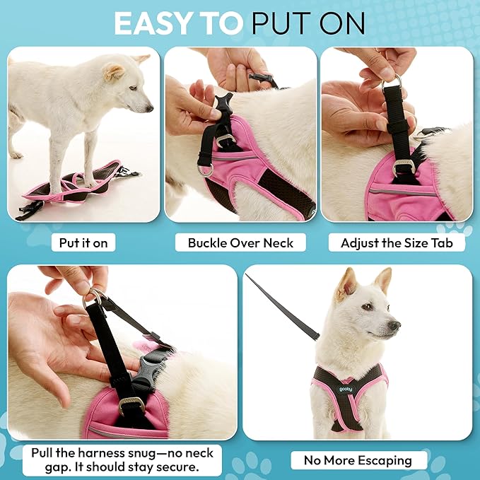 Gooby Escape Free Easy Fit X Step in Dog Harness - Flamingo Pink, Large