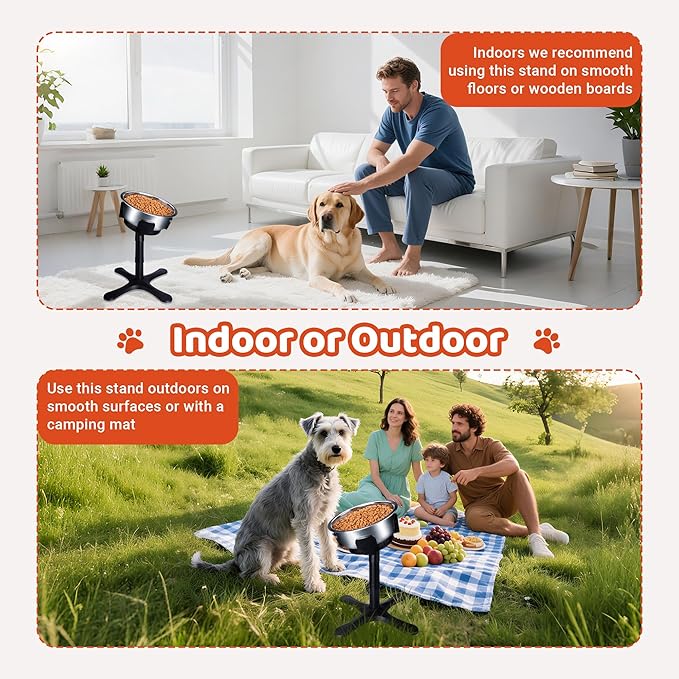 Elevated Adjustable Dog Bowl Feeding Stand, 3 Heights and Tiled Ajudst, Compatible with Moost Feeding Bowls, Great for Medium Large Dogs(No Bowl Included) (1 Pack-C)