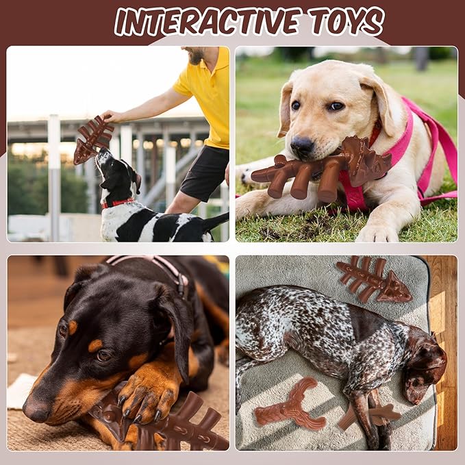 KOOLTAIL Christmas Dog Toys for Aggressive Chewers, 3 Pack Indestructible Dog Bone Toys for Medium Large Breed, Tough Pet Chew Toy to Keep Them Busy, Best Gift for Doggy to Clean Teething and Training