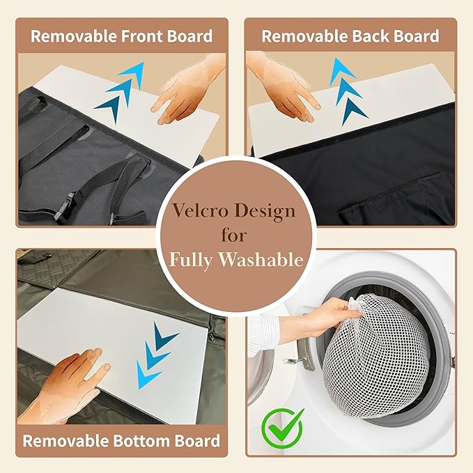 Large Dog Car Seat for Back Seat Half, Waterproof Pet Carseat for Dogs with Hard Bottom & Dog Seatbelt Leash, Washable Back Seat Extender with Storage Pocket for Pets for SUVs, Trucks & Cars