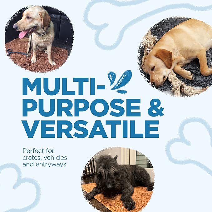 Soggy Doggy Doormat Plain Solid Color Design - Ultra Absorbent Microfiber Chenille Wet Dog Mat for Muddy Paws - Non-Slip and Machine Washable (Blue, Large 26” x 36”)