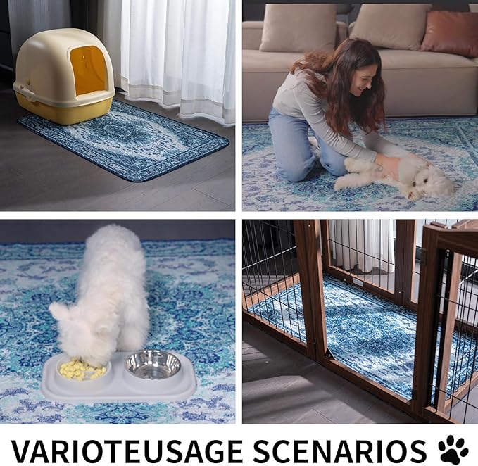 Dog Pee Pads Training Pads Upgrade Triple Thickness All-Purpose Super Absorbent & Leak-Proof, Quick Dry and Leak-Proof and Odor Control (Blue/Multi, 48" x48"x2PCS)