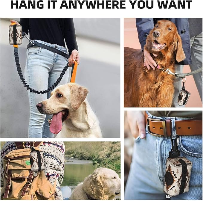 Dog Poop Bag Holder For Leash, Pet Waste Bags Dispenser, Native, Compact Lightweight Poop Bags Carrier For Walking, Hiking, Outdoor, Waterproof Pet Garbage Bags Storage Bag For Doggie