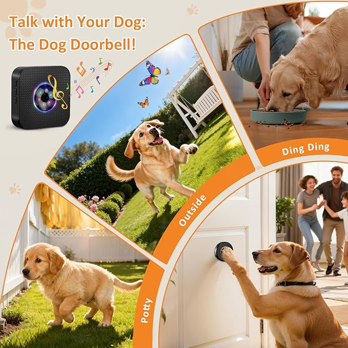 Ownpets Smart Dog Door Bell, Wireless Doorbell for Potty Training to Go Outside,1000Feet Range, Waterproof Touch Button, 55 Melodies