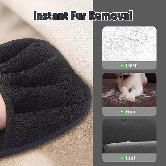 Pet Hair Removal Glove for Cats & Dogs – Upgraded Five-Finger Grooming Glove with Electrostatic Grip, Gentle Massage Mitt, Reusable Deshedding Brush & Magic Pet Hair Remover Tool (1 PCS Black)