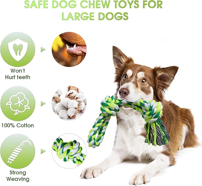 TUAHOO Outdoor Bungee Tug Toy, Dog Toy Hanging from Tree for Large Medium Aggressive Chewers, Tether Tug of War for Yard, Tree Tugger Pull Rope Interactive Toy, 2 Dog Rope Toys