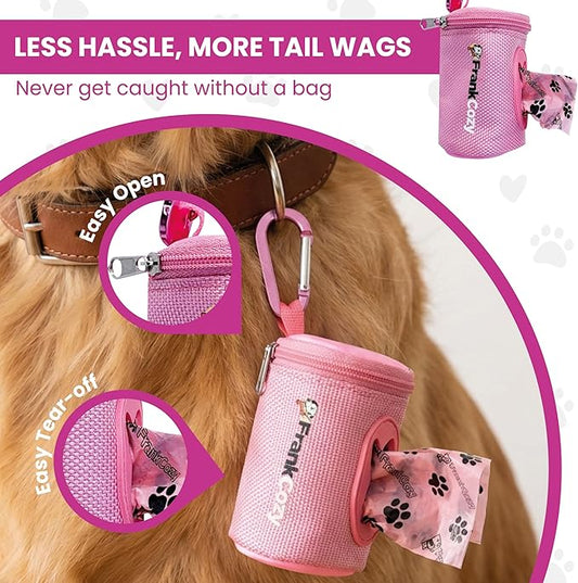 Poop Bags for Dogs with Dispenser and Carabiner, Medium Size - Leak-Proof Waste for Easy and Convenient Clean-Up