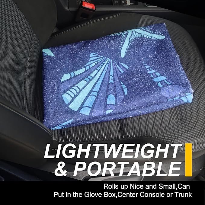 LoyaGour Back Seat Cover for Car Trucks Van SUV,Waterproof Rear Bench Towel Seat Covers for Dogs and Kids,Automotive Backseat Protector (Conch Shells Starfish)