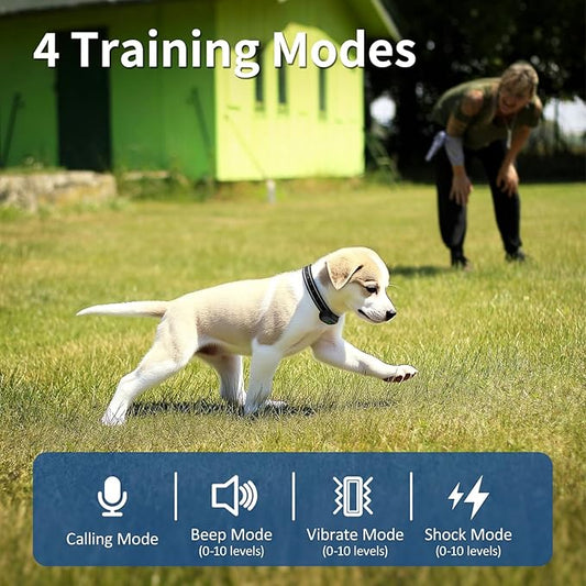 Dog Shock Collar with Remote Control for 10-120lbs Large Medium Small Dogs,IP67 Waterproof Electric Dog Collar with 4 Training Modes,Dog Training Collar for Support Remote Calling Feature