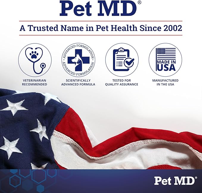 Pet MD Dog Breath Freshener Dental Wipes for Dogs - Tartar and Plaque Remover for Teeth Cleaning - Fresh Apple & Mint Scent Bad Breath Treatment for Dogs - 100 Count