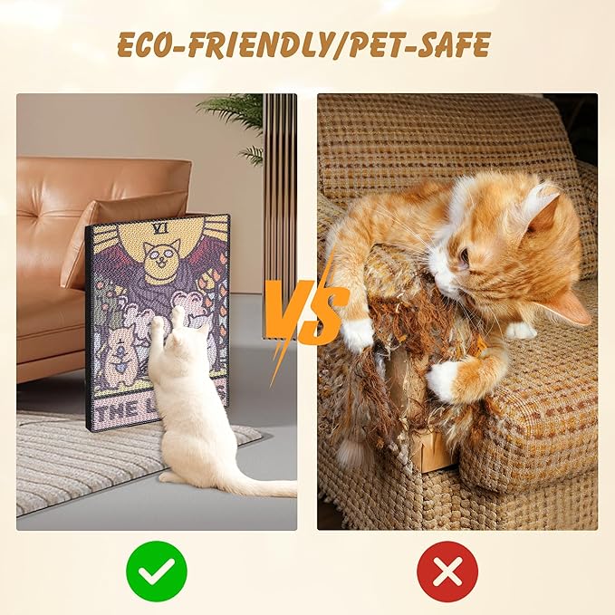 Tarot Cat Scratch Pad – Cardboard Cat Scratcher for Indoor Cats, Wall-Mount or Floor Use Cat Mat, Durable Scratching Post Alternative, Protects Furniture, Water-Based Ink 16×12×1.5 inch (The Lover)