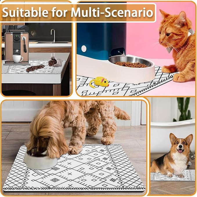 Absorbent Pet Dog Bowl Mat for Food and Water, Pet Cat Food Feeding Mat with Non Slip Rubber Backing, Dog Food Mats for Floors Waterproof, 24"x32"