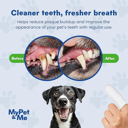 My Pet & Me Dental Wipes for Dogs Teeth | Dog Teeth Cleaning Wipes, 50 Ct Soft Finger Toothbrush Wipes for Dogs and Cats, Easy Teeth Cleaning Solution for Fresh Breath, Plaque and Tartar Care