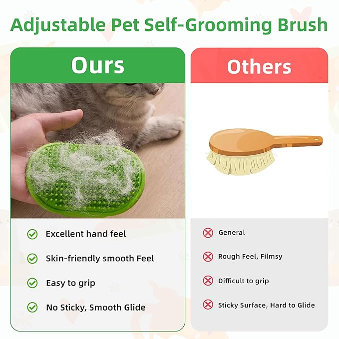 gentle silicone cat self groomer & corner scratcher - adjustable strap brush for indoor cats, no-damage furniture protector, collects loose hair, easy to clean in 4 colors