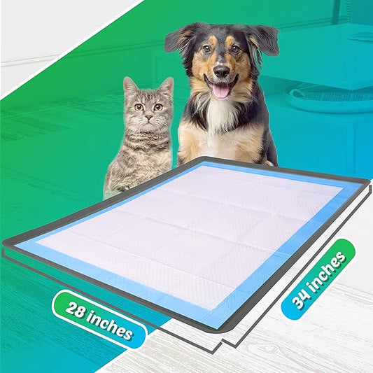 TidyFriend Dog Pee Pad Holder Tray Fits for 28” x 34” Wee Wee Pee Pads - Stable Grip, Raised Edges, Quick-Wipe Silicone Surface Dog Potty Tray Holder for Indoor Flooring Protection (Grey)