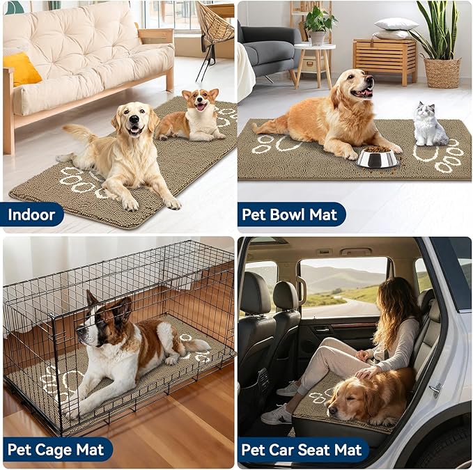Bcoimo Super Absorbent Dog Door Mat, 60"*24" Anti Slip Mat for Muddy Paws, Pet Rugs for Dirty Paws Washable That Absorbs Moisture and Dirt, for Dog Cage and Pet Resting Carpet