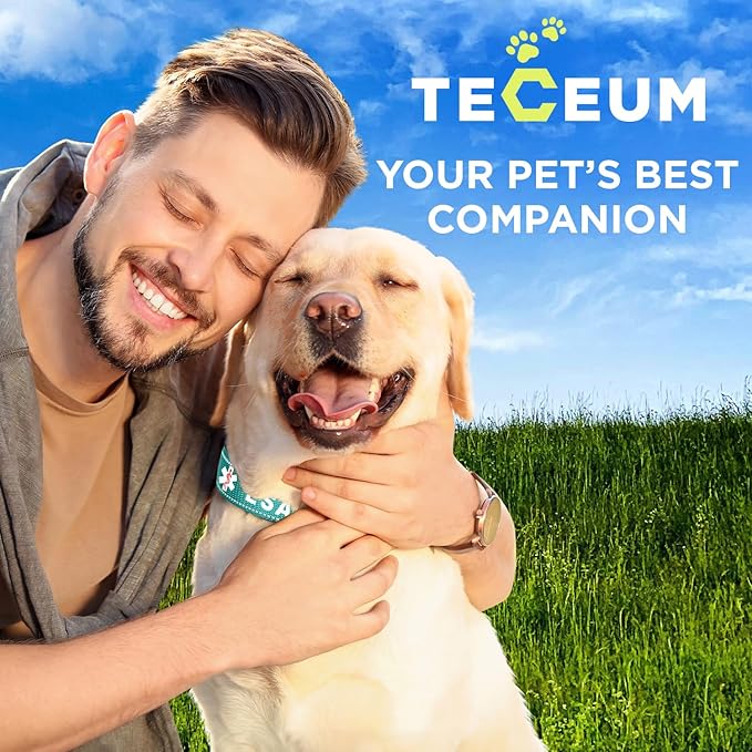 TECEUM Reflective Pet Collar β Teal - ESA β XS β Extra Soft Padding β Basic Nylon Dog Collar β Quick Release Buckle β Fits Small, Medium and Large Dogs, Puppies, Cats β ESA & Service Dog Options