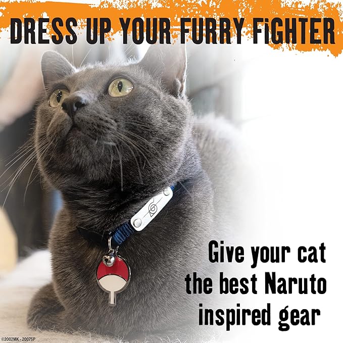 Naruto Breakaway Cat Collars for Girl & Boy Cats | Officially Licensed Naruto Shippuden Hidden Leaf Village Pet Accessories & Gifts, (8.5” to12”) Adjustable Cute Kitten Collar with Bell (Red, Rogue)